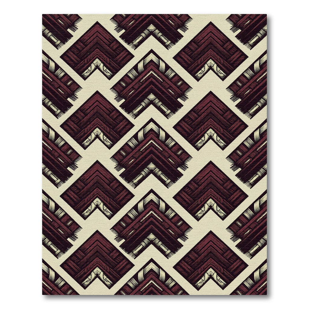 Deep Red Chevron Basketweave Arrangement Rug