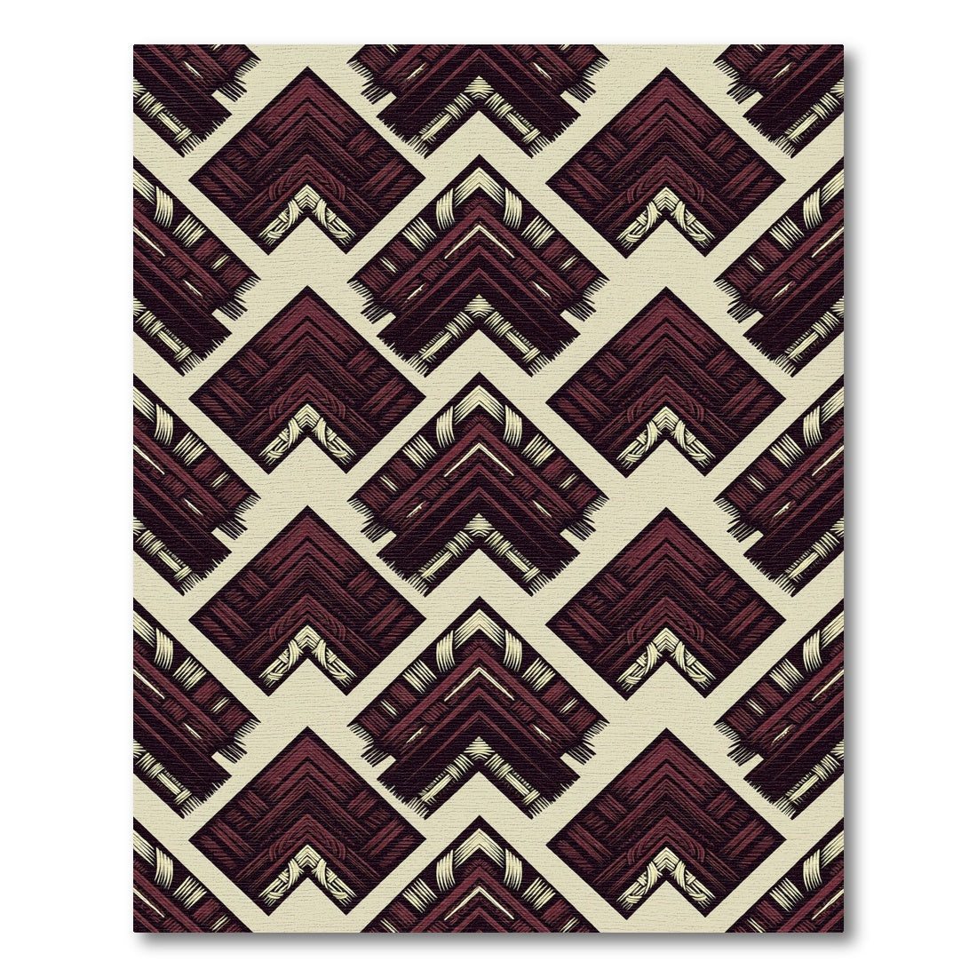 Deep Red Chevron Basketweave Arrangement Rug