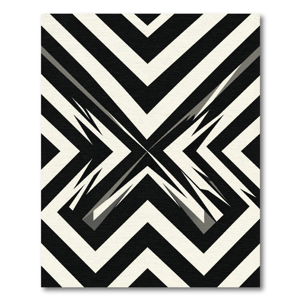 Bold Black White Jagged Angle Rug
