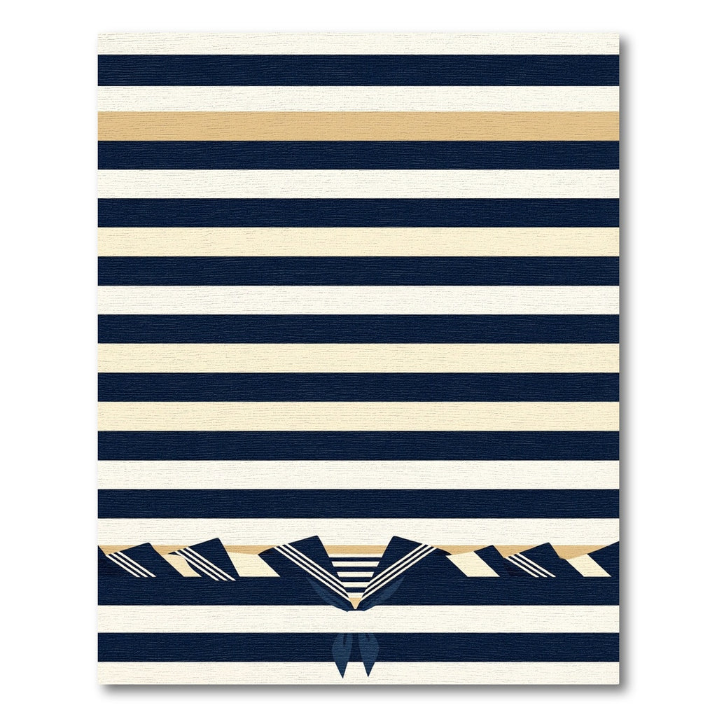 Navy and Cream Nautical Sailor Collar Rug
