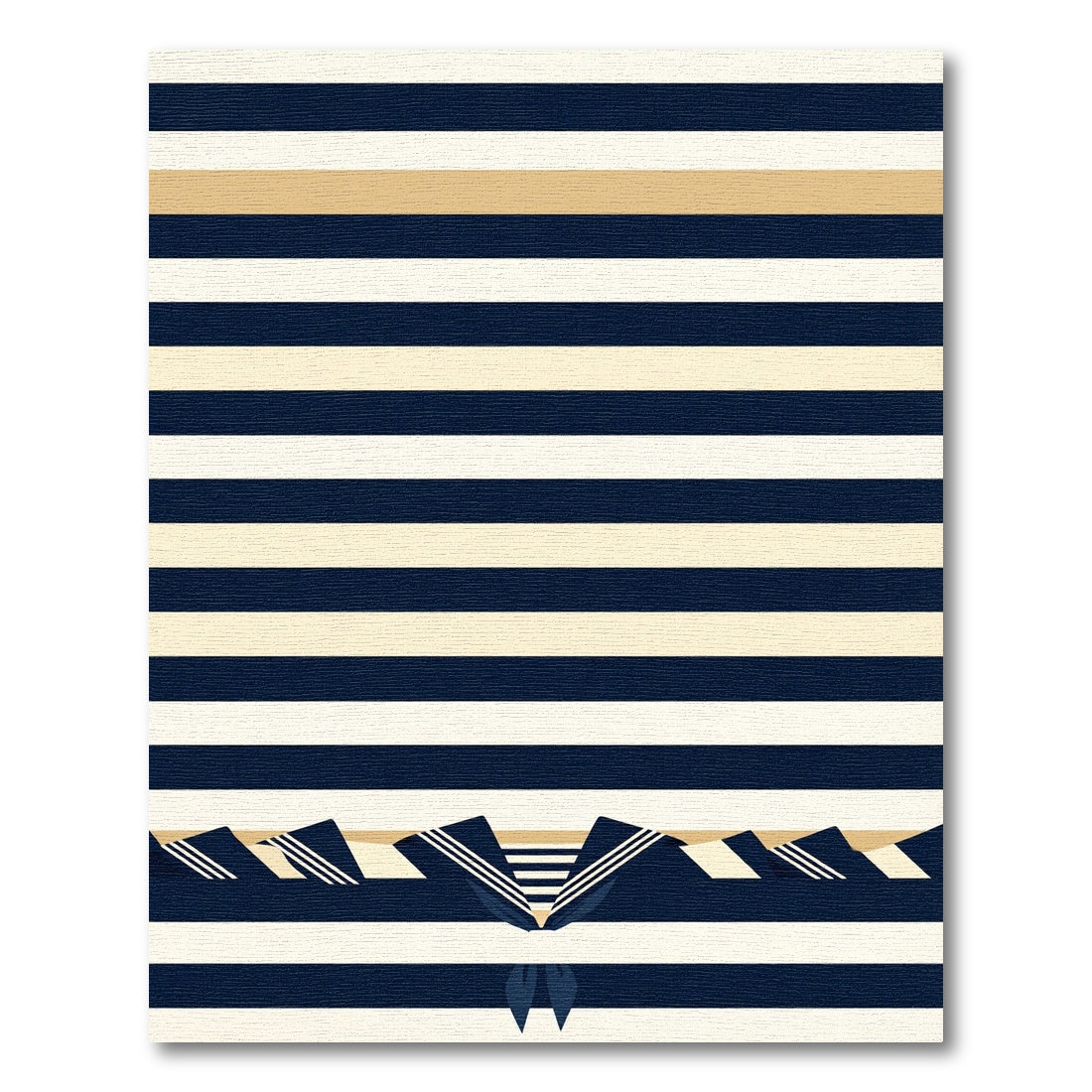 Navy and Cream Nautical Sailor Collar Rug
