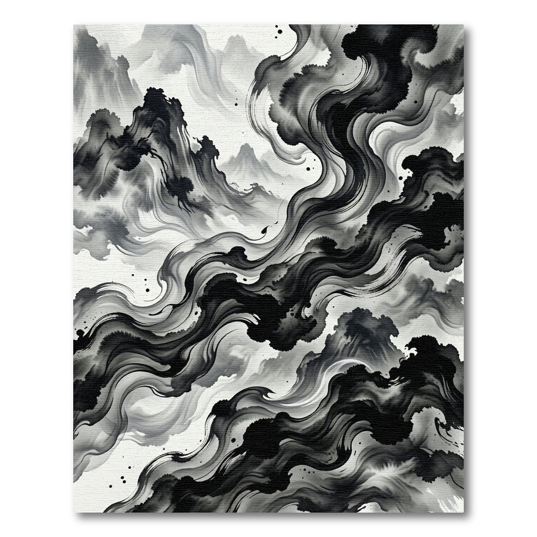 Ink Wash Mountain Scroll Rug