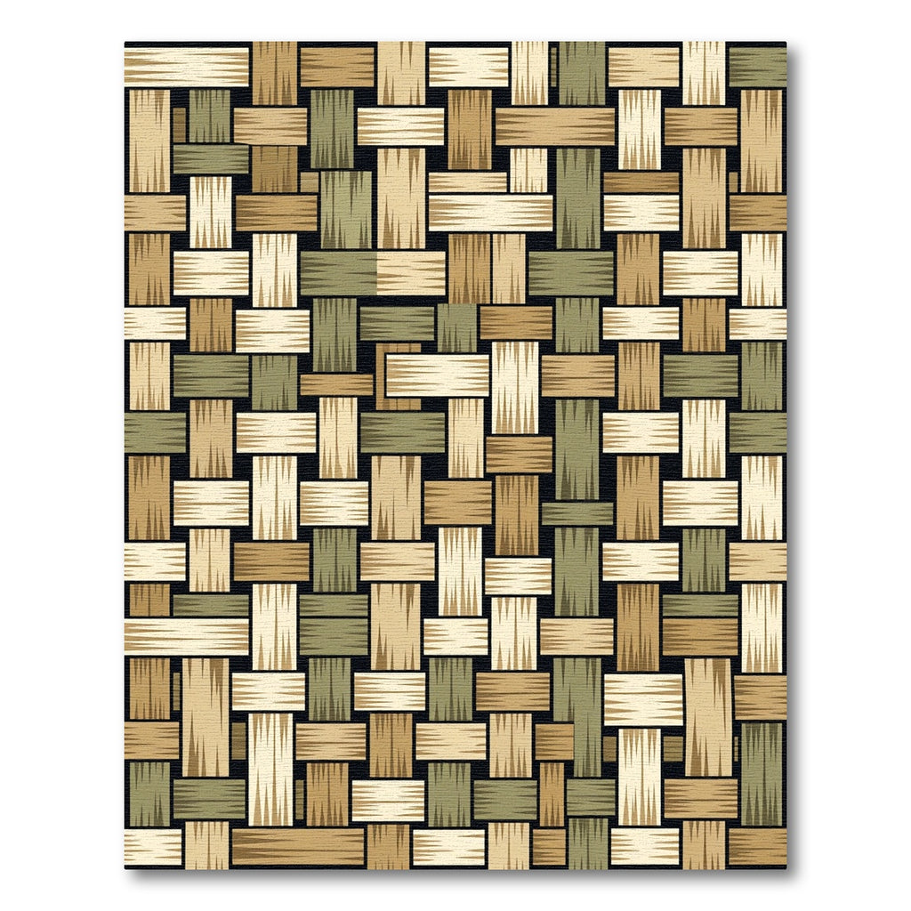 Woven Tan Olive Interlace Rectangles Rug