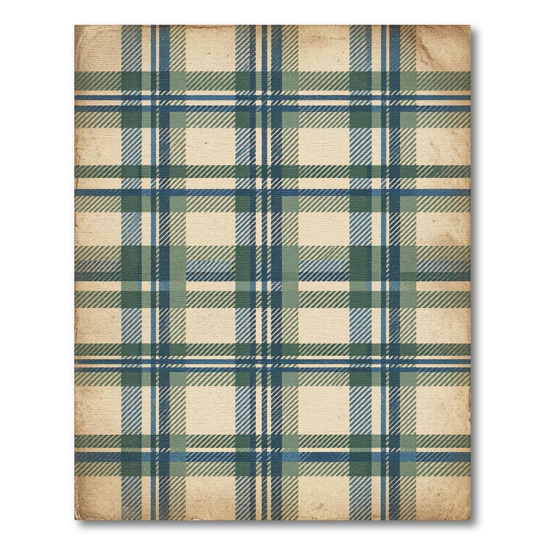 Vintage Blue and Green Plaid Rug