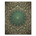 Elegant Emerald Filigree Ornate Medallion Rug