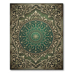 Elegant Emerald Filigree Ornate Medallion Rug
