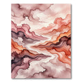 Ethereal Crimson Watercolor Fluid Landscape Rug
