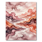 Ethereal Crimson Watercolor Fluid Landscape Rug