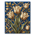 Elegant Golden Tulip Trellis Blue Floral Rug