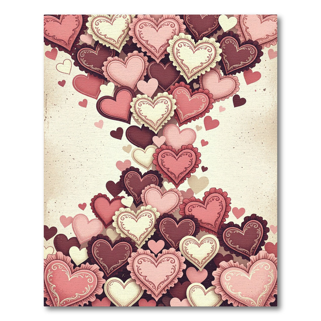 Whimsical Cascading Romantic Valentine Heart Rug