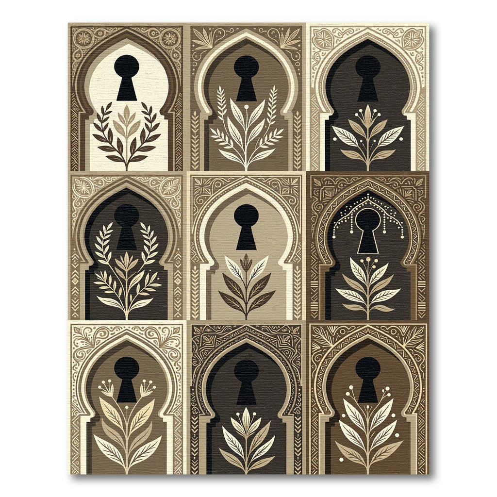 Earthy Arch Keyhole Botanical Grid Rug
