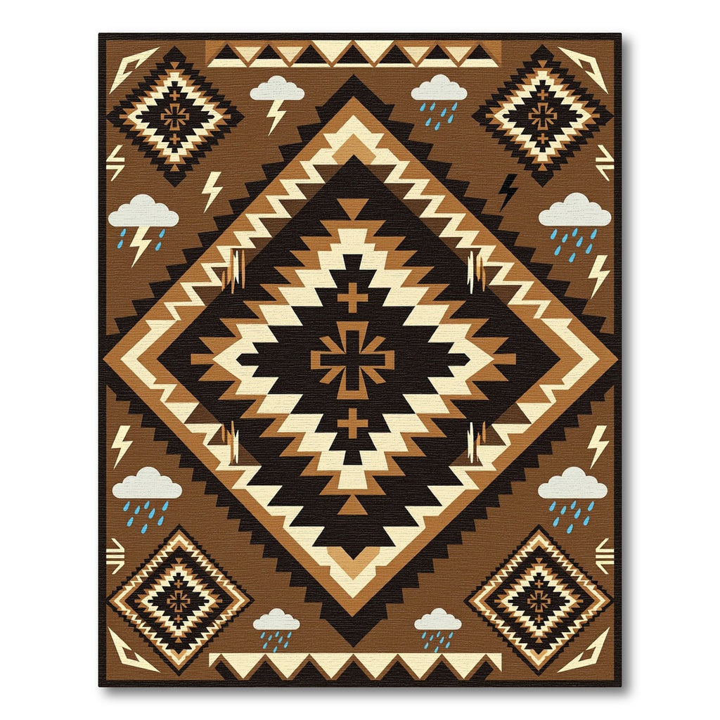 Earth Tone Geometric Lightning Cloud Rug