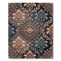 Ornate Scrollwork Medallion Black Rose Rug