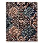 Ornate Scrollwork Medallion Black Rose Rug