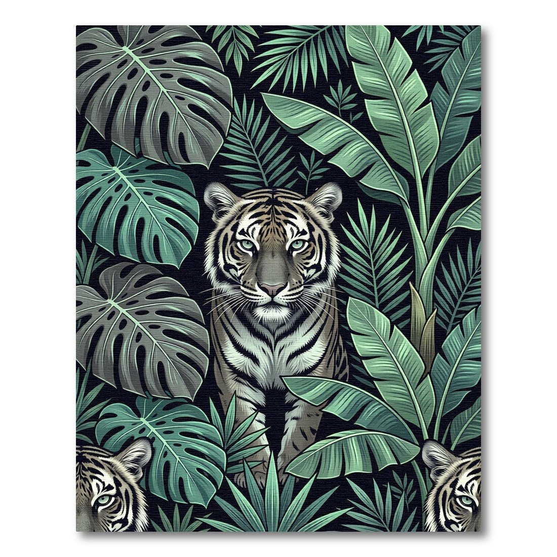 Tropical Tiger Jungle Leaf Rug