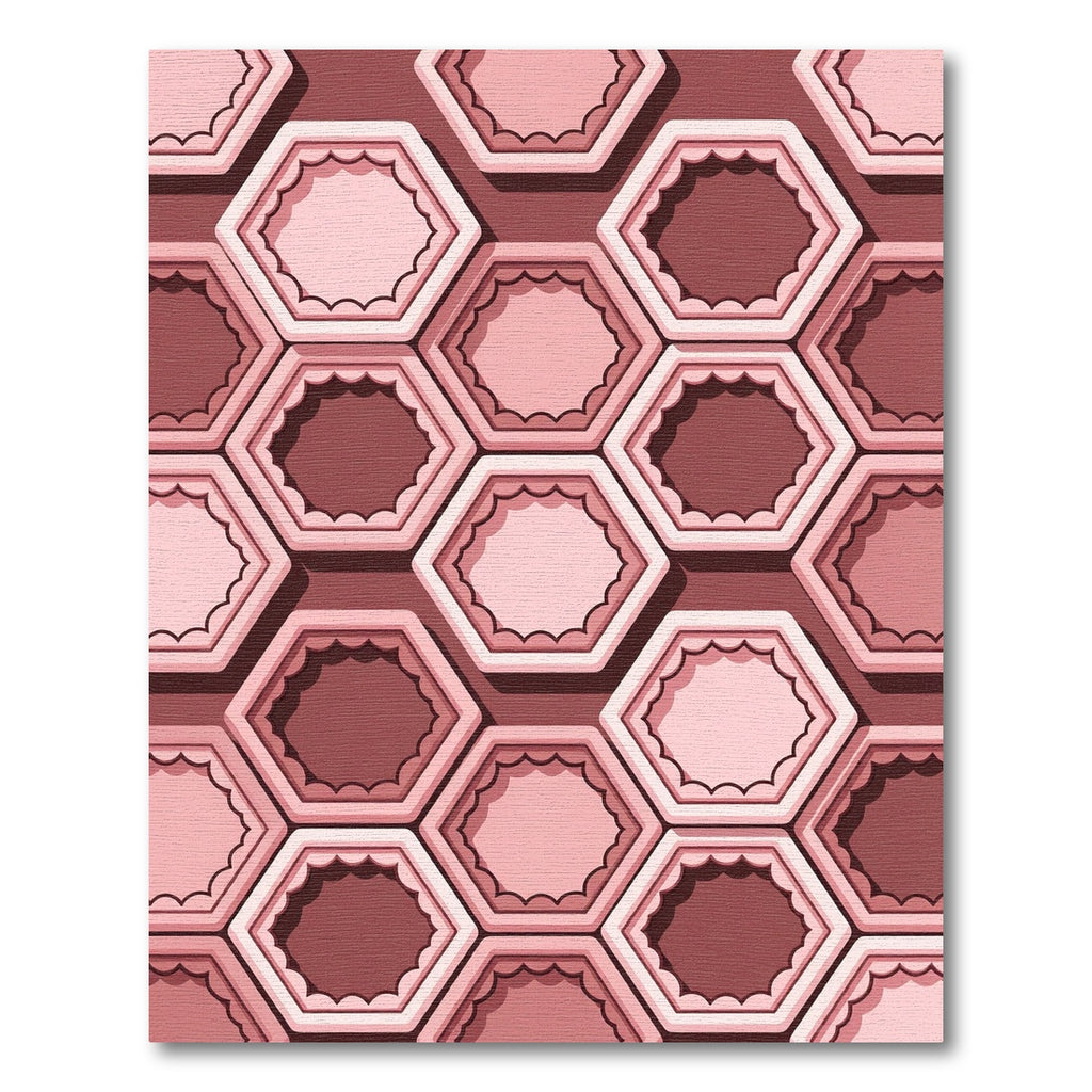 Soft Pink Geometric Hexagon Grid Rug