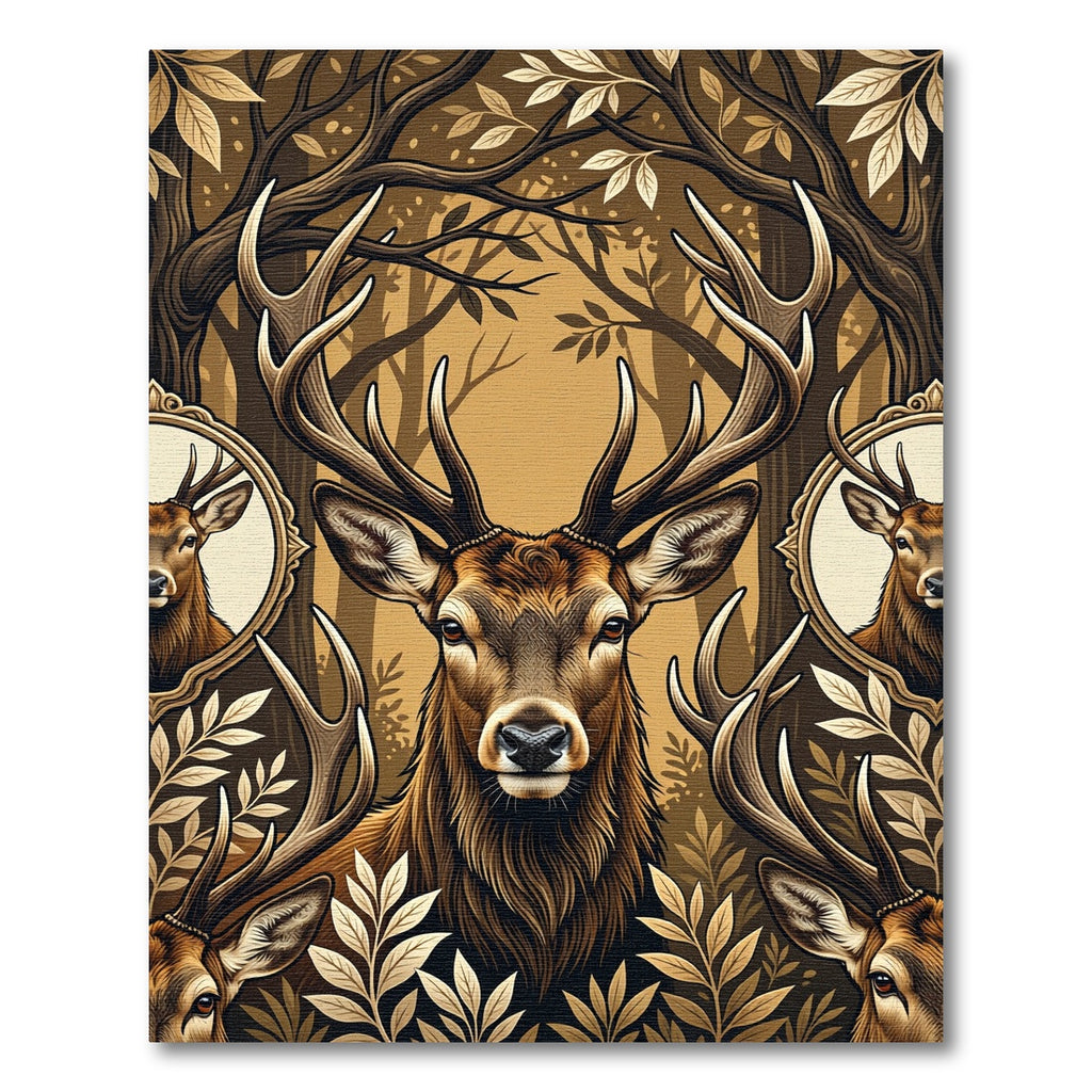 Majestic Antler Stag Earthy Woodland Rug
