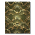 Art Deco Golden Sunburst Olive Rug