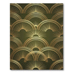 Art Deco Golden Sunburst Olive Rug