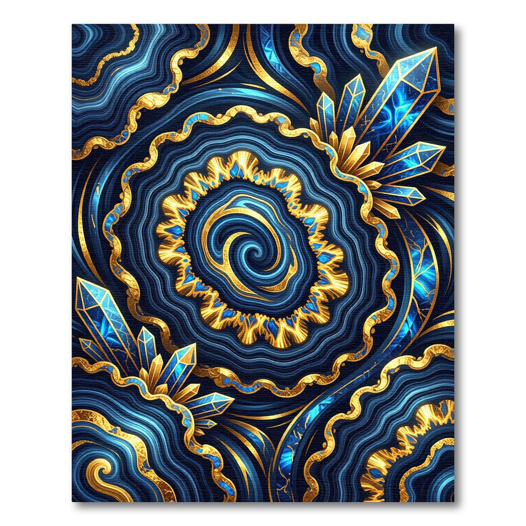 Golden Agate Swirl with Blue Crystals Rug