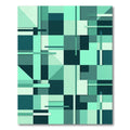 Teal Geometric Layered Blocks Rug