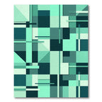 Teal Geometric Layered Blocks Rug
