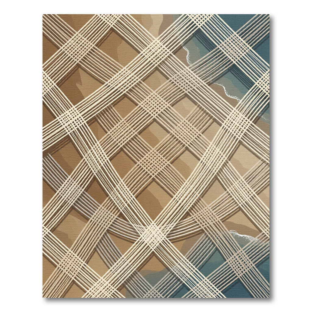 Abstract Tan Lattice Coastal Wave Rug
