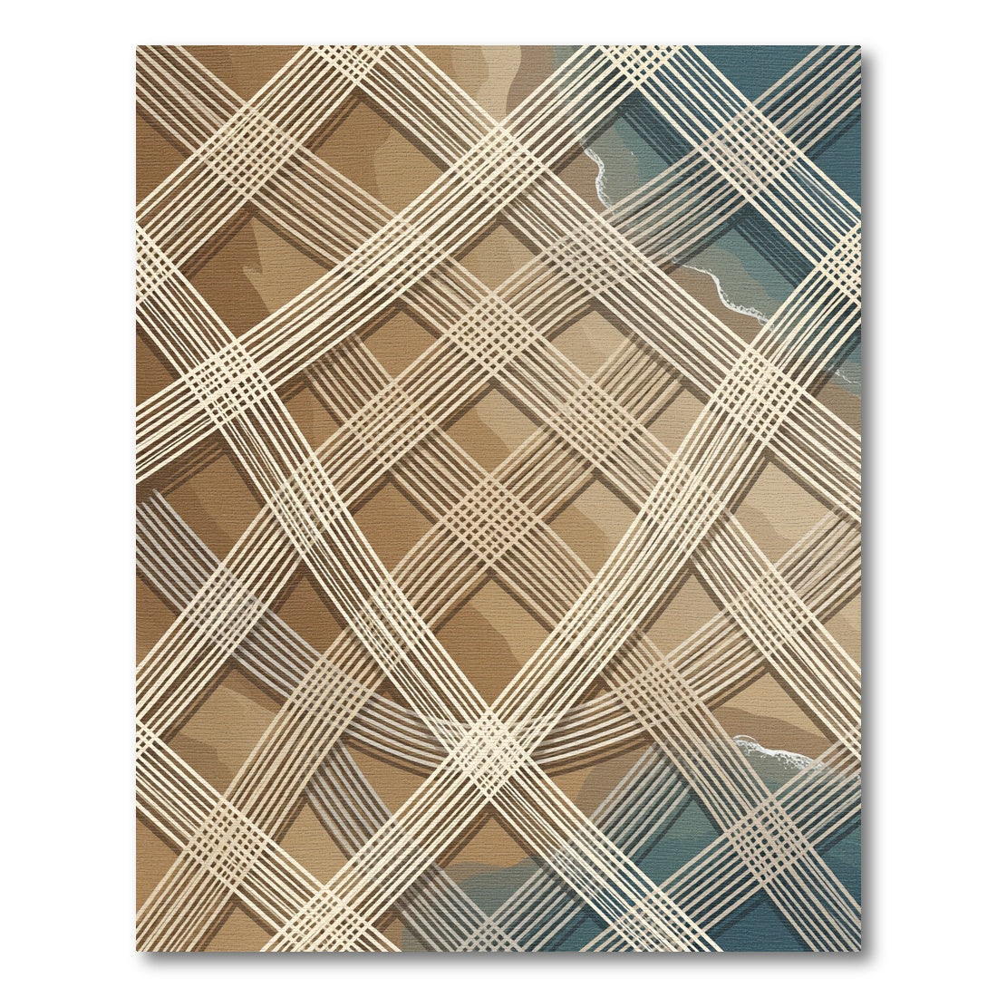Abstract Tan Lattice Coastal Wave Rug