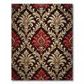 Elegant Gold and Crimson Damask Rug