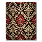Elegant Gold and Crimson Damask Rug