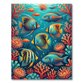 Vibrant Tropical Reef Multi Colored Fish Rug