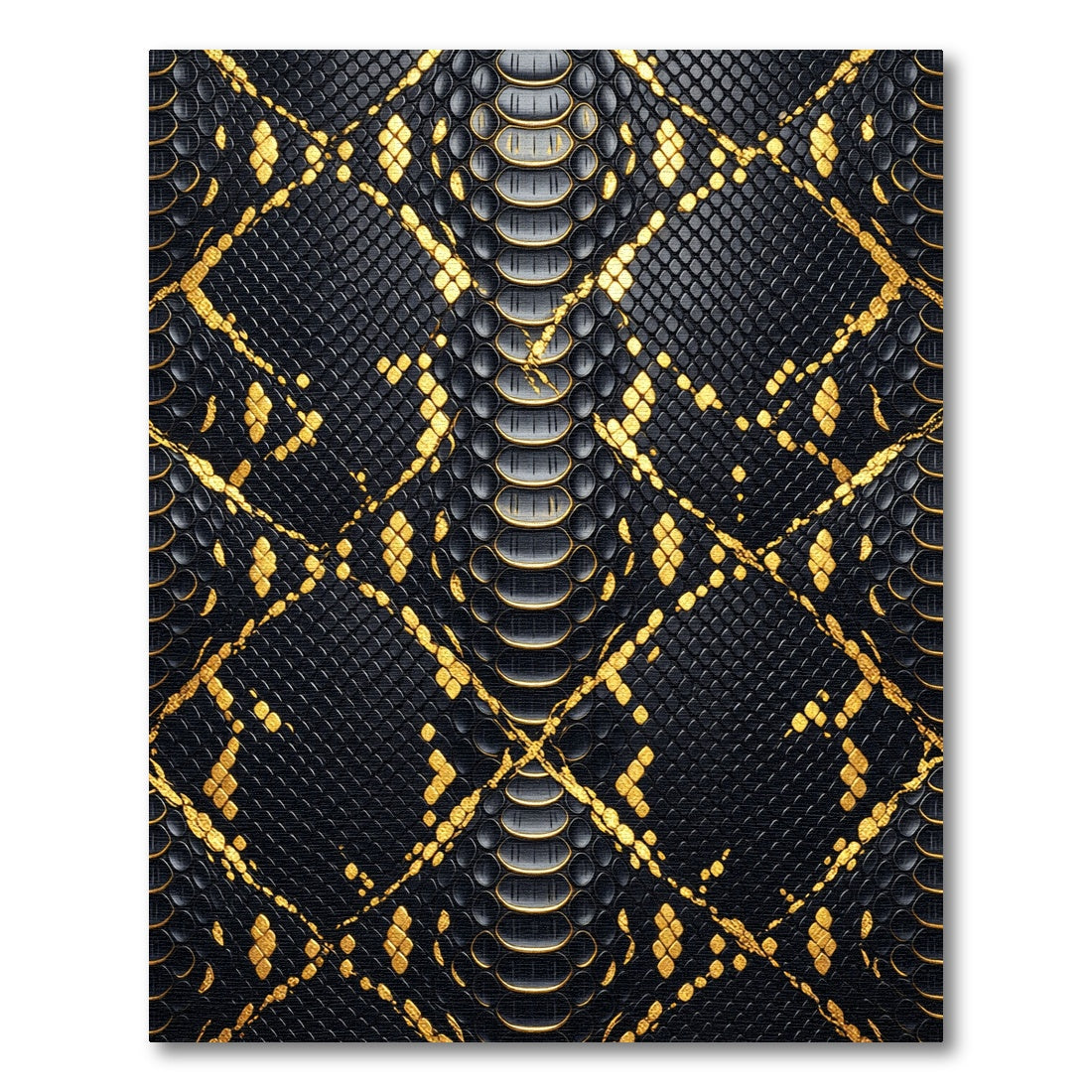 Luxurious Black and Gold Serpent Texture Rug