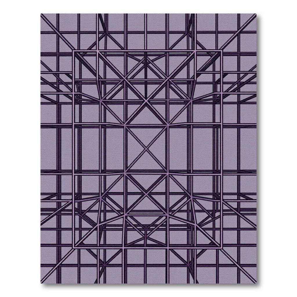 Purple Geometric Lattice Structure Rug