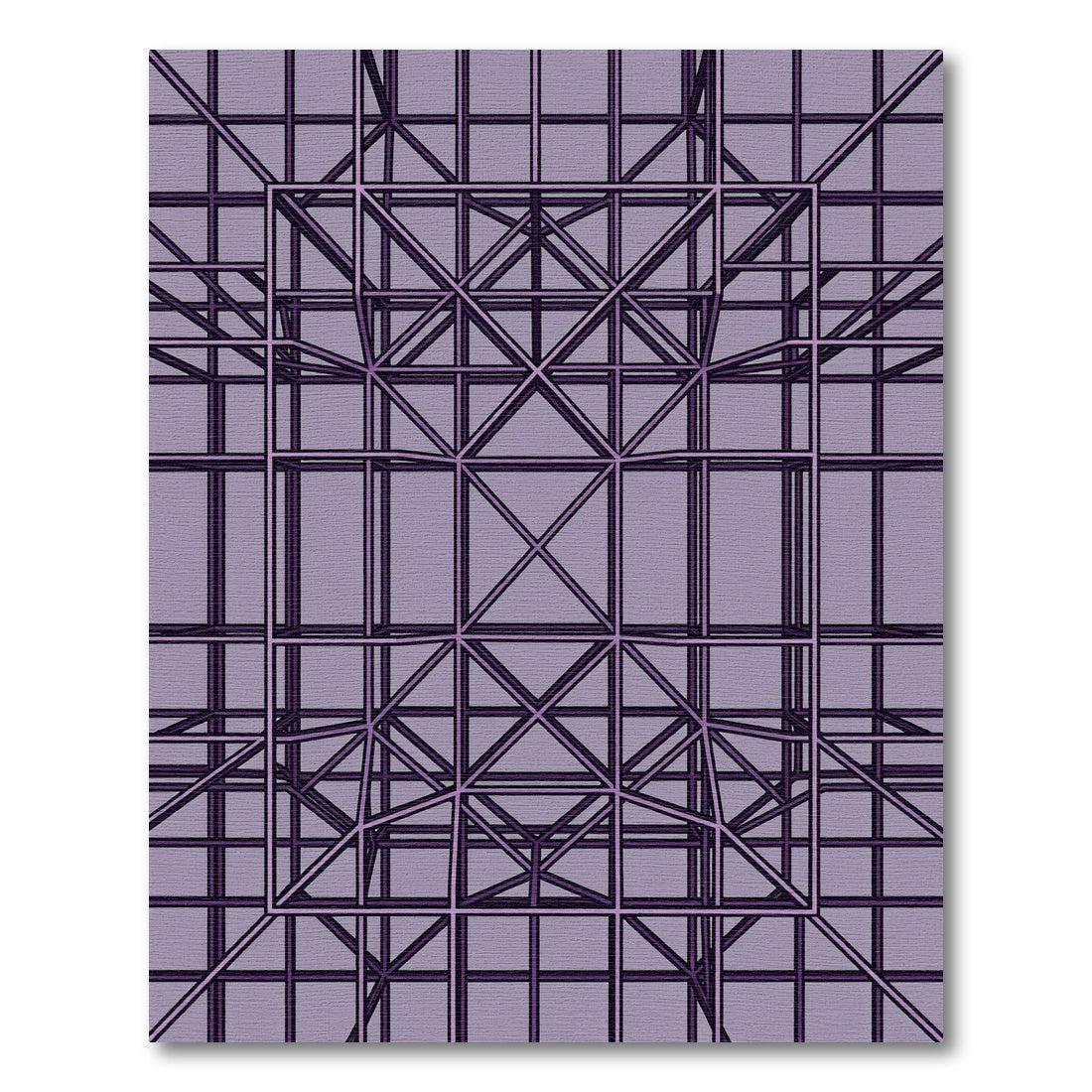 Purple Geometric Lattice Structure Rug