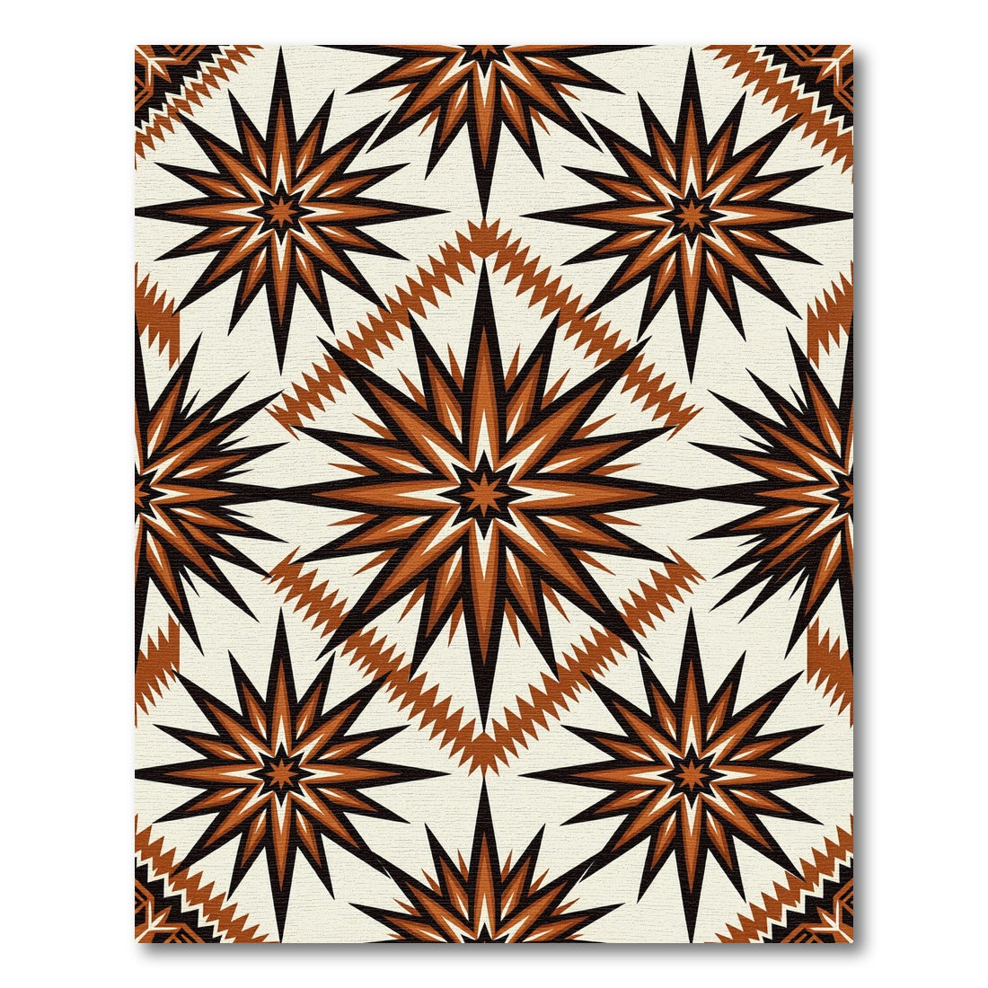 Earthy Geometric Sunburst Star Rug