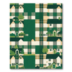 Charming Forest Plaid Cottage Scene Rug