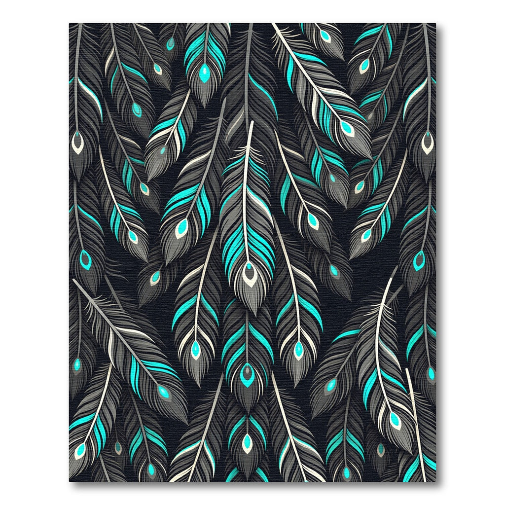 Dark Teal Feather Cascade Rug