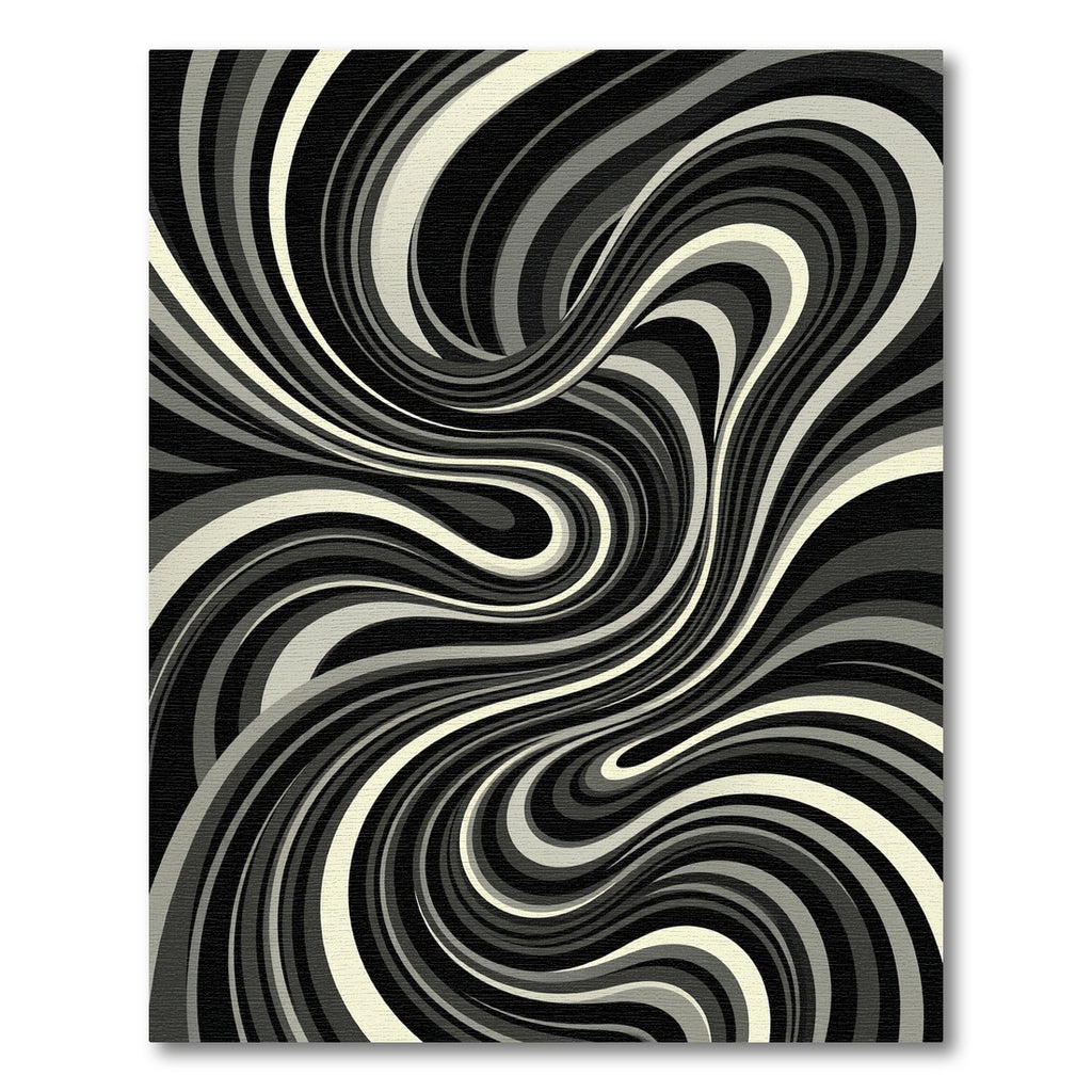 Monochromatic Swirl Optical Illusion Rug