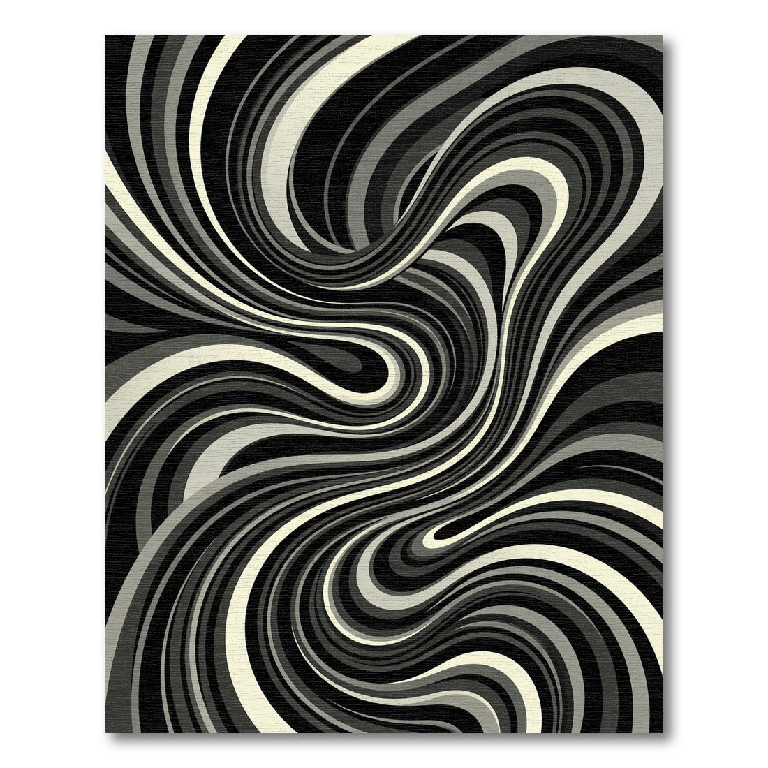 Monochromatic Swirl Optical Illusion Rug