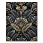 Art Deco Gold and Black Palm Rug
