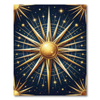 Golden Celestial Star Compass Navy Rug