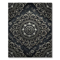 Elegant Silver Floral Damask Medallion Rug