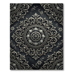 Elegant Silver Floral Damask Medallion Rug