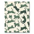 Playful Sage Cat Silhouette Illustration Rug