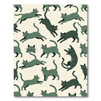 Playful Sage Cat Silhouette Illustration Rug