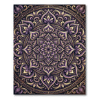 Ornate Violet Gold Floral Mandala Rug