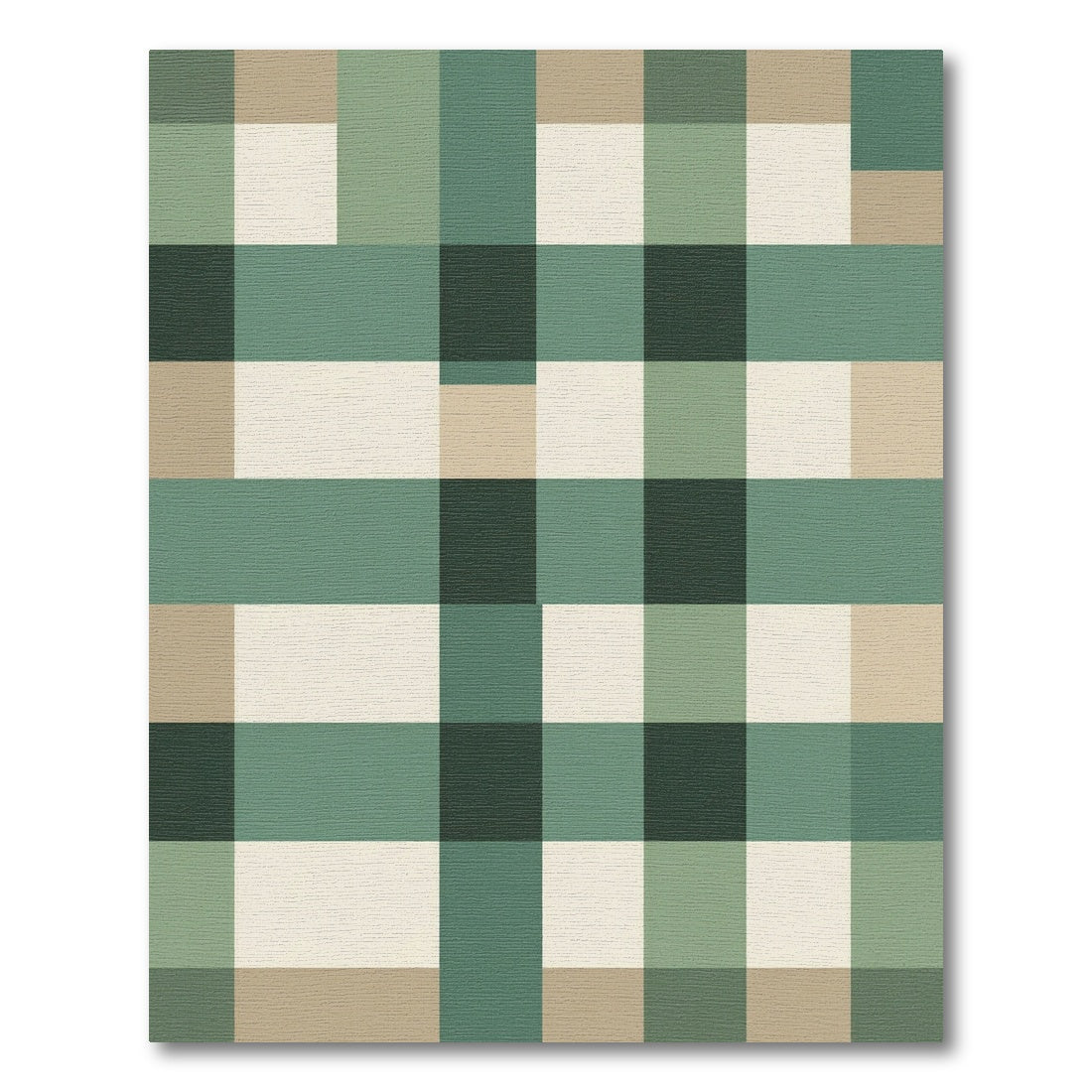 Sage Green Plaid Geometric Grid Rug