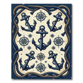 Nautical Navy Anchor and Compass Rope Rug