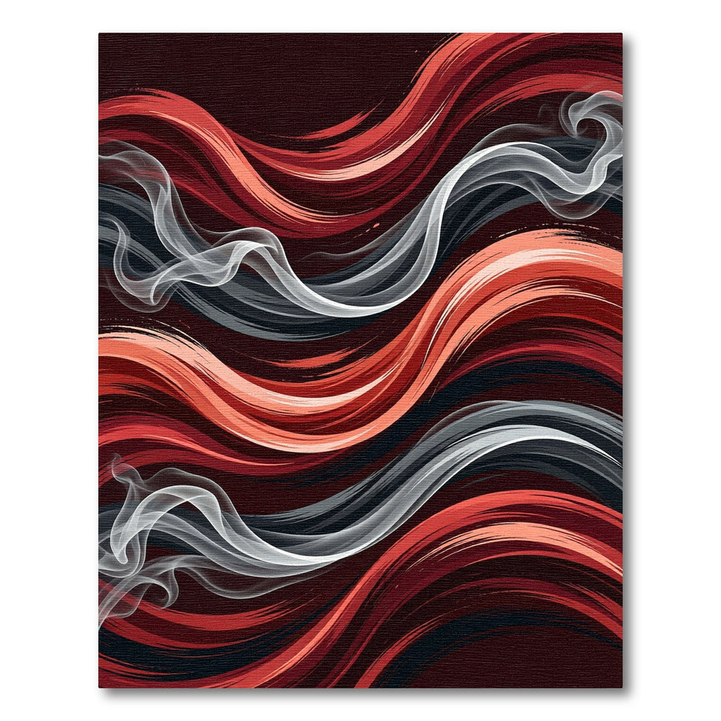 Crimson Smoke Swirl Abstract Rug