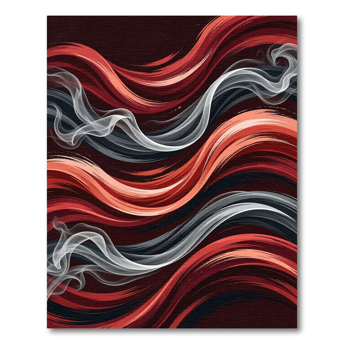 Crimson Smoke Swirl Abstract Rug